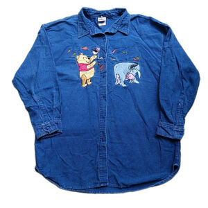 Disney Winnie The Pooh Eeyore Womens 2XL Denim Shirt